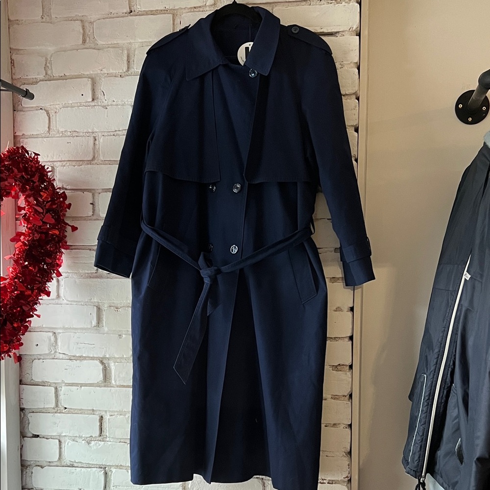 Navy Blue Trench Coat men’s trench with inside flannel lining MEASUREMENT IN LIS